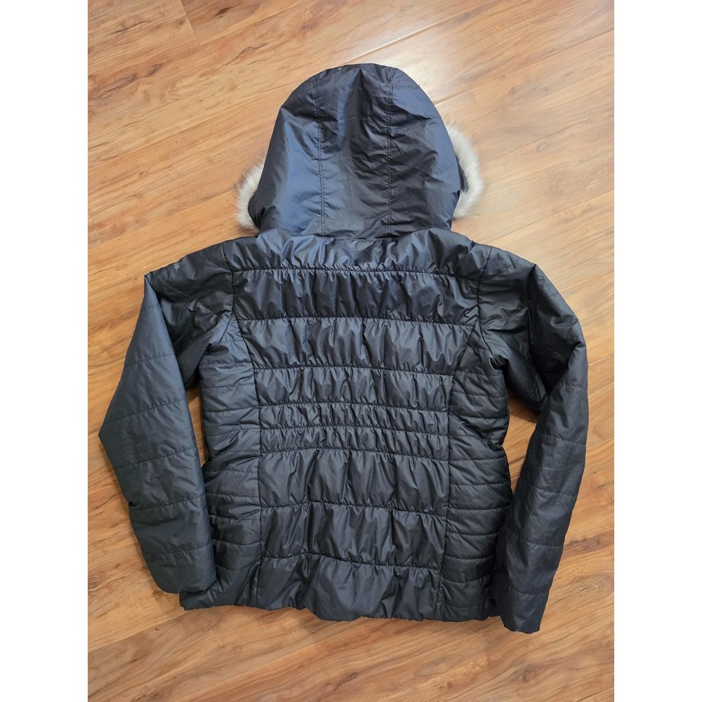 Columbia Jacket Womens XL Black Thermal Coil Puffer Hood Faux Fur Zip Hooded - Picture 4 of 7